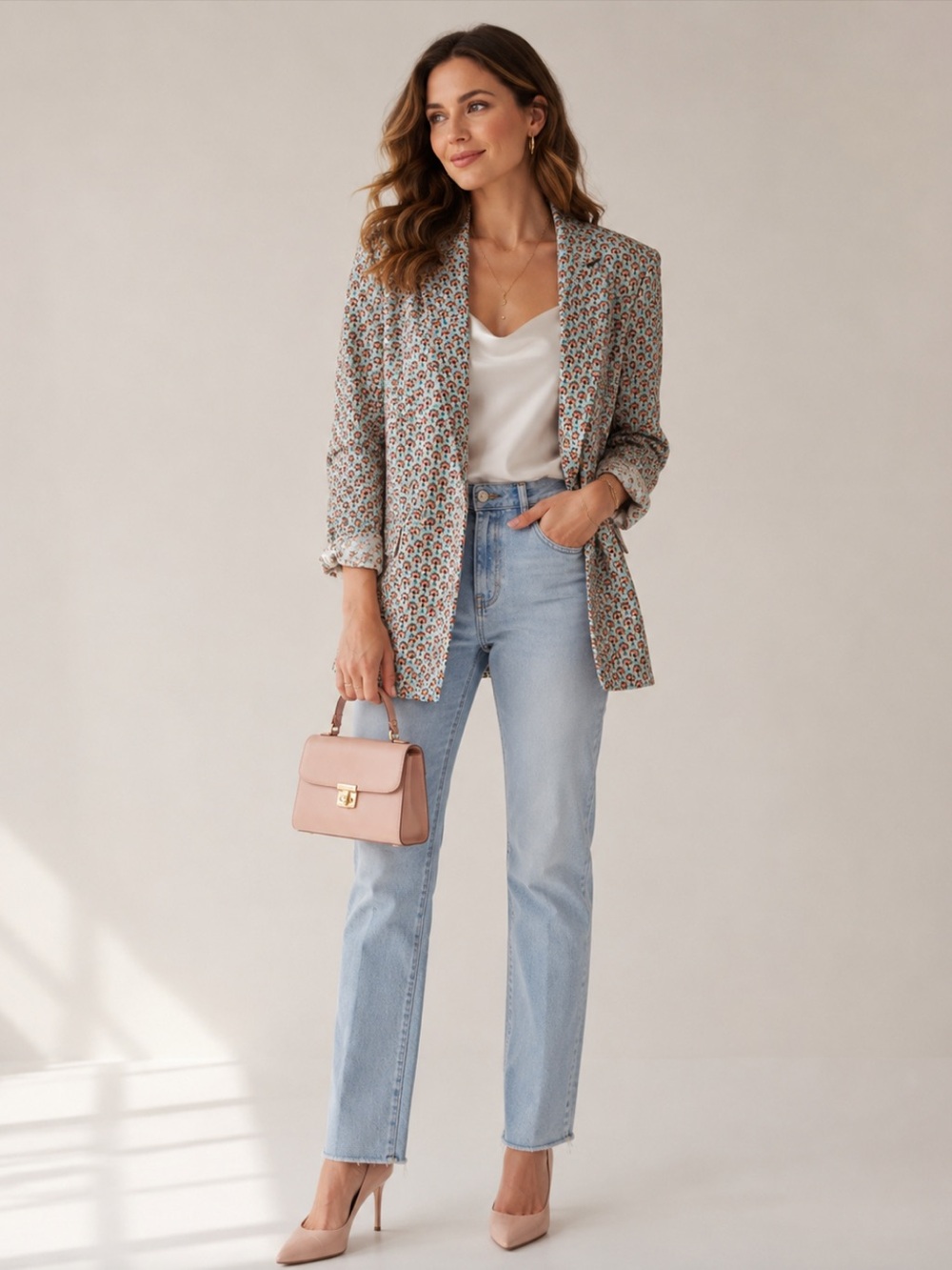 Alice and Olivia Skye Strong-Shoulder Boxy Blazer in Solstice size 8